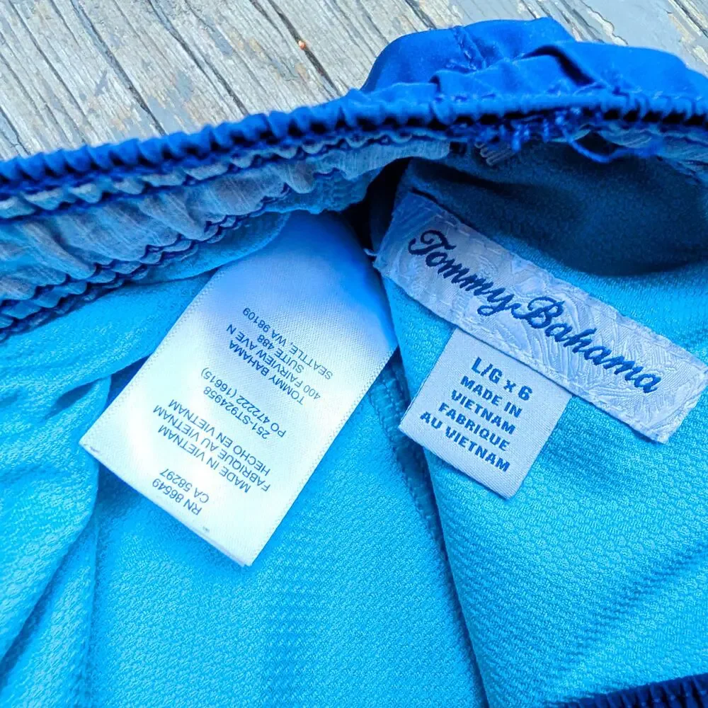 Tommy Bahama Men's L Swim Trunks Navy Old Money Vacationcore Resort Y2K
